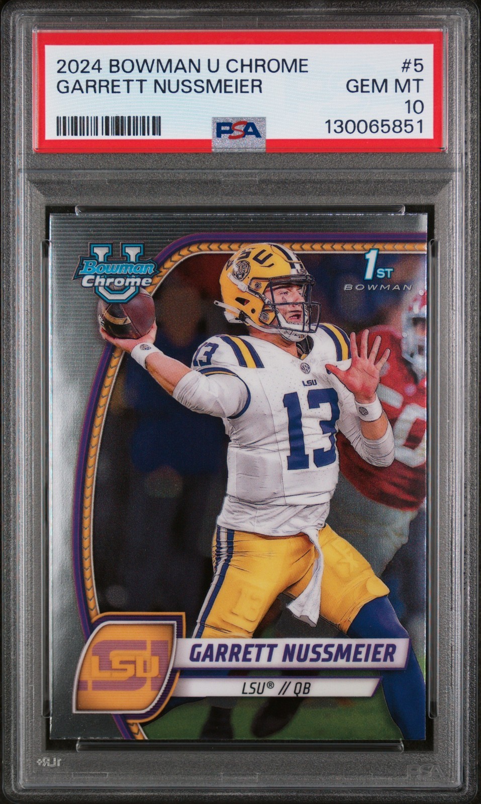 Garrett Nussmeier 2024 Bowman Chrome U 1st Rookie PSA 10 #5 RC
