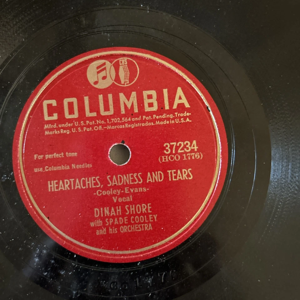 LOT OF 3-DINAH SHORE 78 RPM RECORDS- COLUMBIA 37234/36964/37188-VG+ - Image 3 of 4