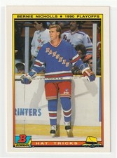 Bernie Nicholls - NY Rangers - Hat Trick (Hockey Card) 1990-91 Bowman # 20 Mint