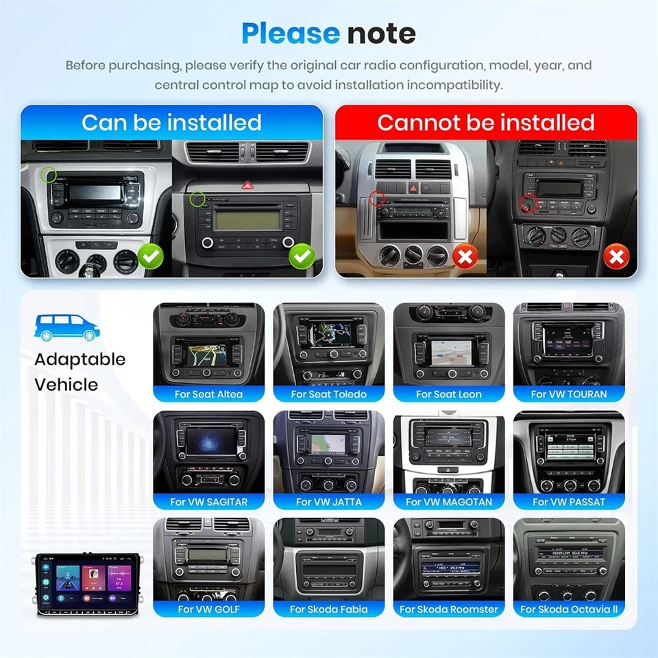 Unidad principal GPS estéreo radio coche Apple CarPlay para Seat Altea 2008-2015 Android 13 Foto 4 de 4