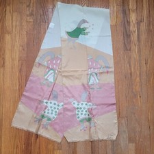 Vintage Kayak Sabina Scarf Inuit Art Birds Hand Painted 100 Silk Canada 11 X 58
