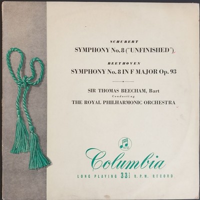 Schubert, Beethoven - Symphony No. 8, BEECHAM, Columbia 33CX 1039, MONO