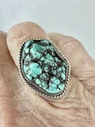 Vintage Navajo Turquoise Nugget Sterling Silver Ring Sz 6 5.8Gr.