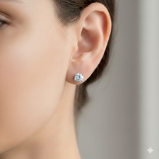 Beautiful 2Ct White Diamond Solitaire Studs-Great Shine  Bling - Free Tariffs.