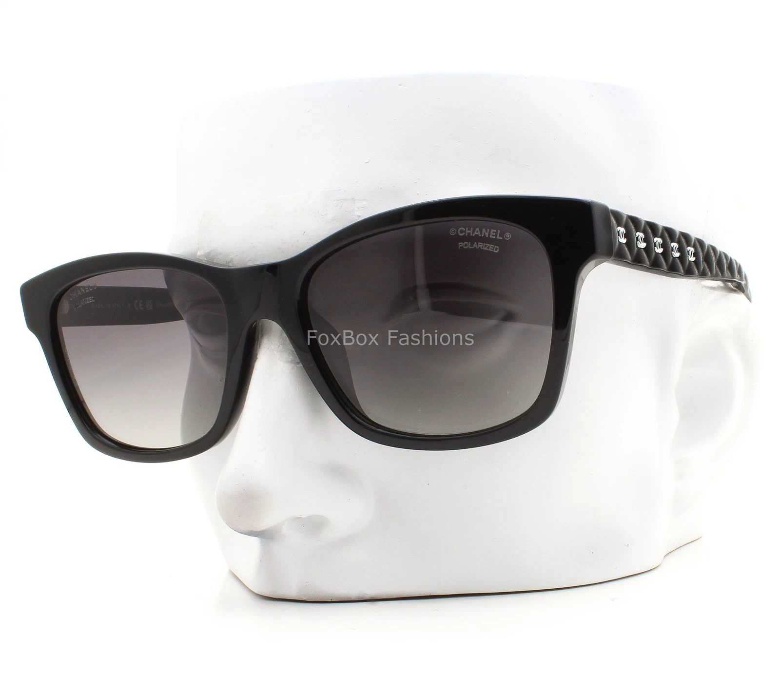 Chanel Sunglasses ch5484A 760/S8 Polished Black Quilted Polarized Gray with Case