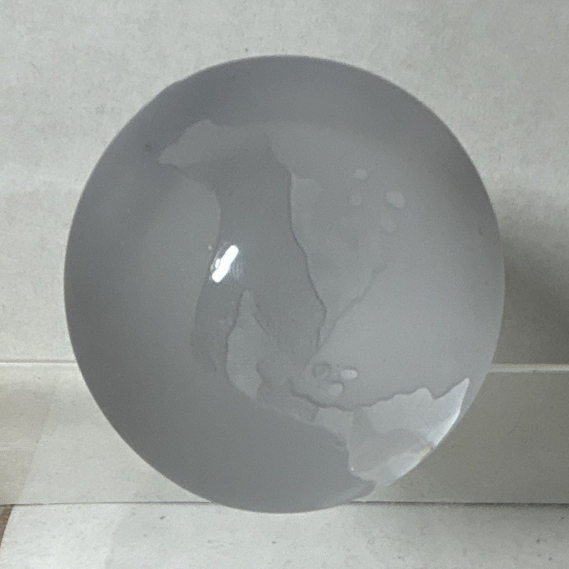 Frosted Art Glass Globe Paperweight Decor – Etched World Map Design – 3 in tall
