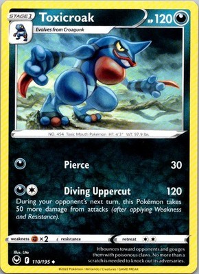 Toxicroak 110/195 Uncommon Silver Tempest Pokemon Near Mint