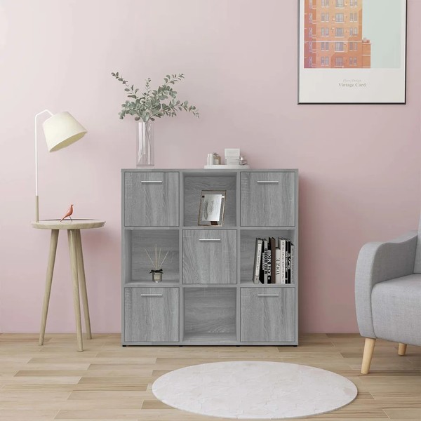 BüCherregal Grau Sonoma 90X30X90 Cm Holzwerkstoff Standregal-image
