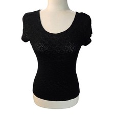 Y2K Vtg Worthington Stretch Womens Top Fitted Black Jacquard Gothic Chic Sz S