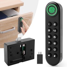 Fingerprint Cabinet Lock, Smart Biometric Password Lock with USB Key No APP