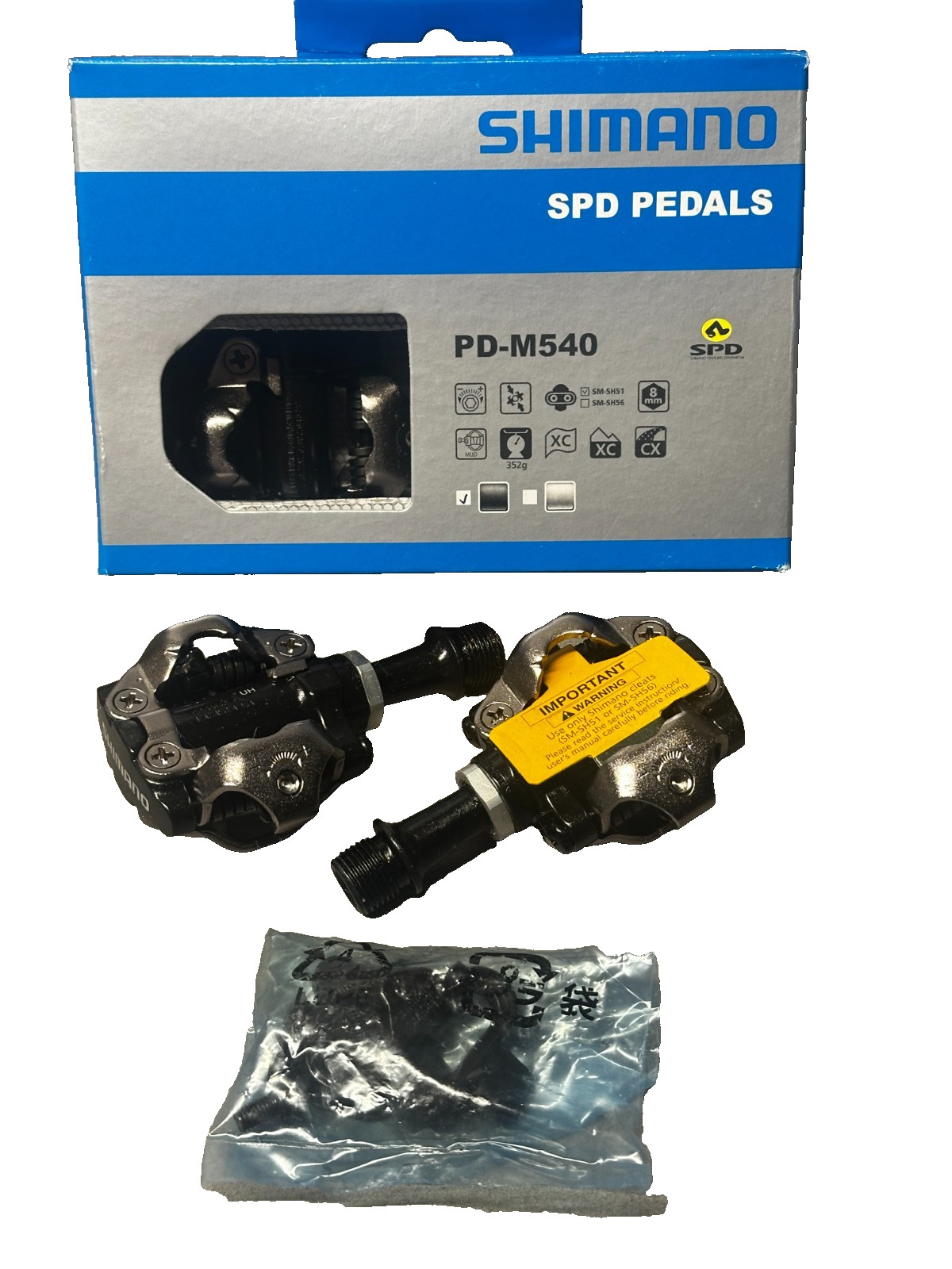NEW Shimano PD-M540 SPD Clipless MTB Pedals + SM-SH51 Cleats