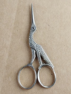 Vintage Hoffritz Silver Tone Stork Craft Scissors 3.75  Made In Italy