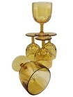  Set of 5 Bartlett Collins Amber Gold Glasses Thumbprint Goblets Vintage GUC — photo 4