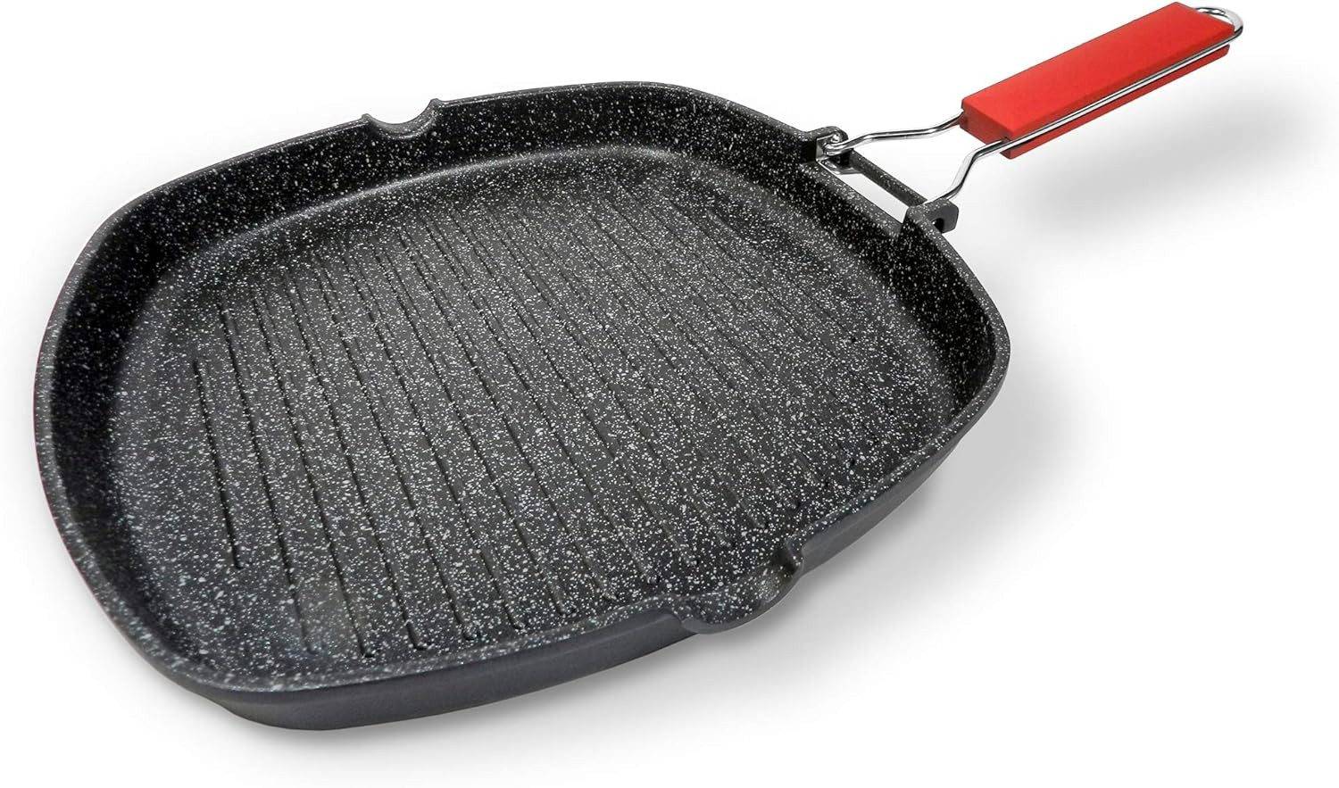 Bistecchiera Antiaderente, 28X28Cm Pro Grill Con Manico Pieghevole Anche per Ind