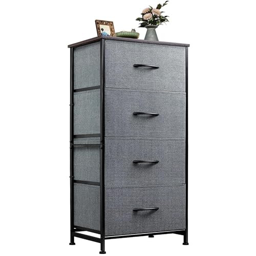 Dresser with 4 Drawers, Storage Tower, Organizer Unit, Fabric Dresser for