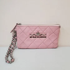 MY FLAT IN LONDON Wristlet Chain Westminster Wallet Pink Leather Zip 