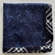 Vintage Handkerchief Cotton Paisley Flourish Border Nova Check Pocket Square 21"