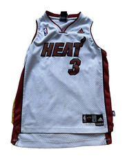 Miami Heat Shirt Jersey Youth M White Dewayne Wade Sewn Reebok Shirt Boys