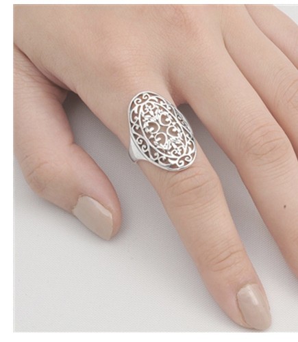 925 Sterling Silver Cutout Filigree Design Ring Band ~ Size 6 ~ Unisex - Picture 2 of 3