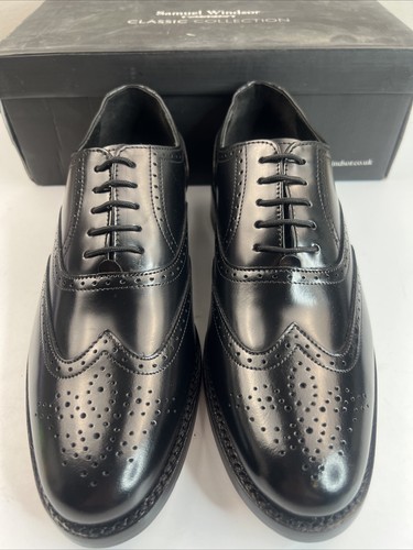 NIB Samuel Windsor Black Perforated Wingtip Oxfords UK9/US9.5 BV67 - 第 1/12 張圖片