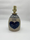 Vintage Salt Glaze Like Rowe Pottery Table Lamp Heart Blue Works Valentine's Day