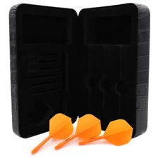 CUESOUL Professional Luxury PU Dart Case with Orange Standard Shape Dart Flights