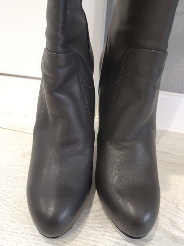Dolce & Gabbana Boots Heel Graphite Gray Lambskin Leather Shoes Knee High - Picture 14 of 15