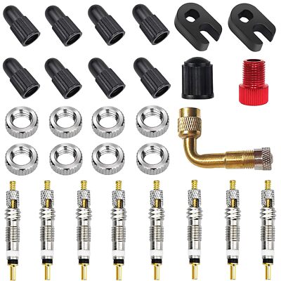 Kit De Valve Presta 18 Pièces – Inserts, Capuchons, écrous, Adaptateur Schrader, Clés – Réparation Vélo Route/VTT