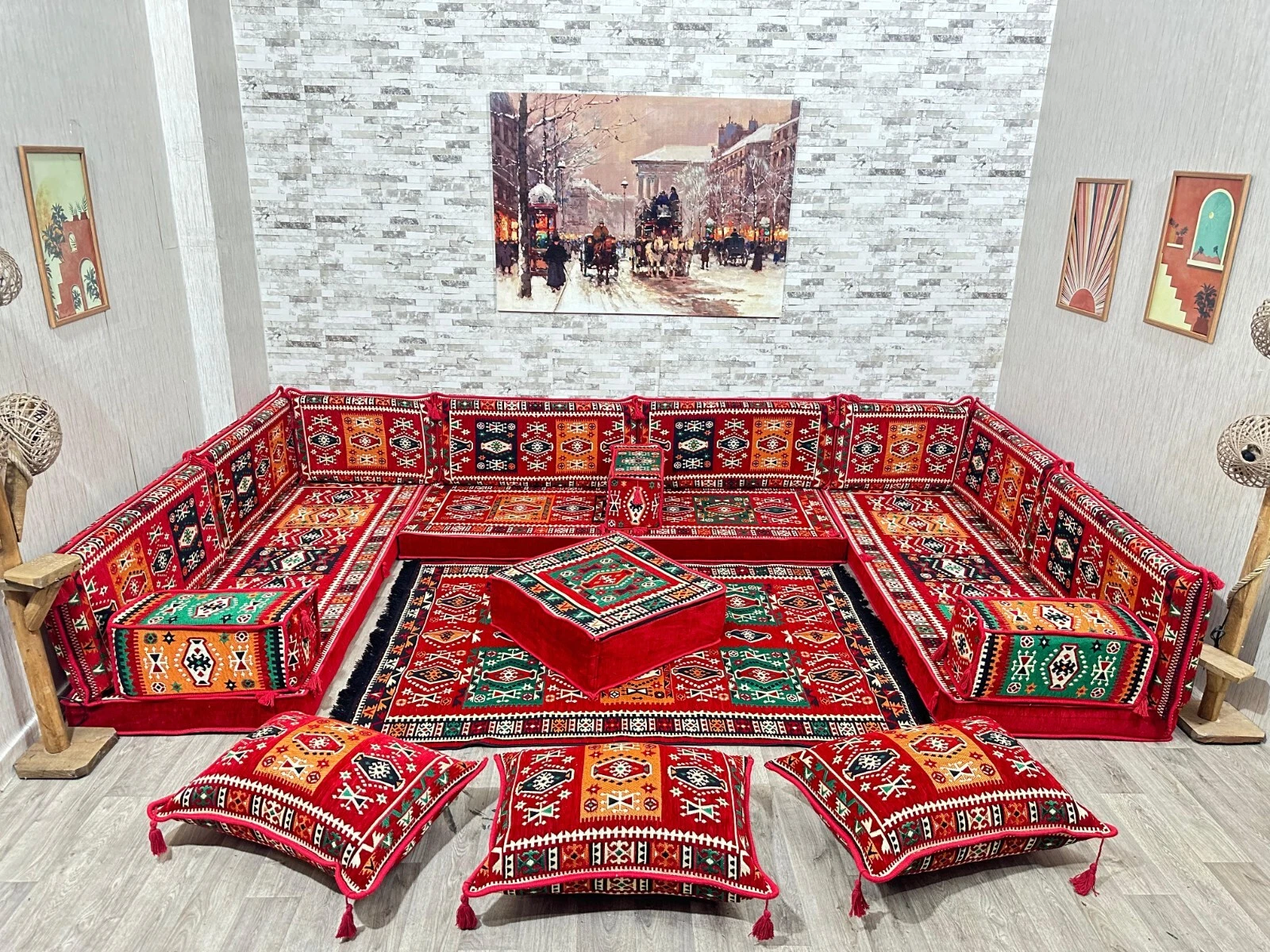 Arabic corner Majlis, Oriental seating area, Oriental sofa, Sark Kösesi
