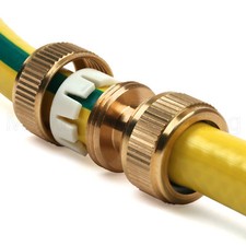 BRASS HOSEPIPE CONNECTOR JOINER METAL 1/2" INCH HOSE COMPATIBLE GREEN JEM