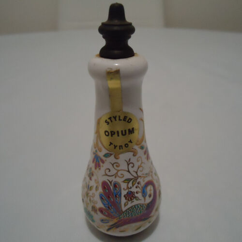 Miniature Perfume Porcelain Bottle Hand Decorated Manufacture Greece 9 x 3.5 cm Neck - Picture 1 of 8
