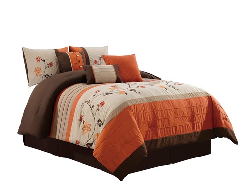 Chezmoi Collection Serene 7-Piece Luxury Autumn Floral Embroidery Comforter S... - Picture 9 of 9