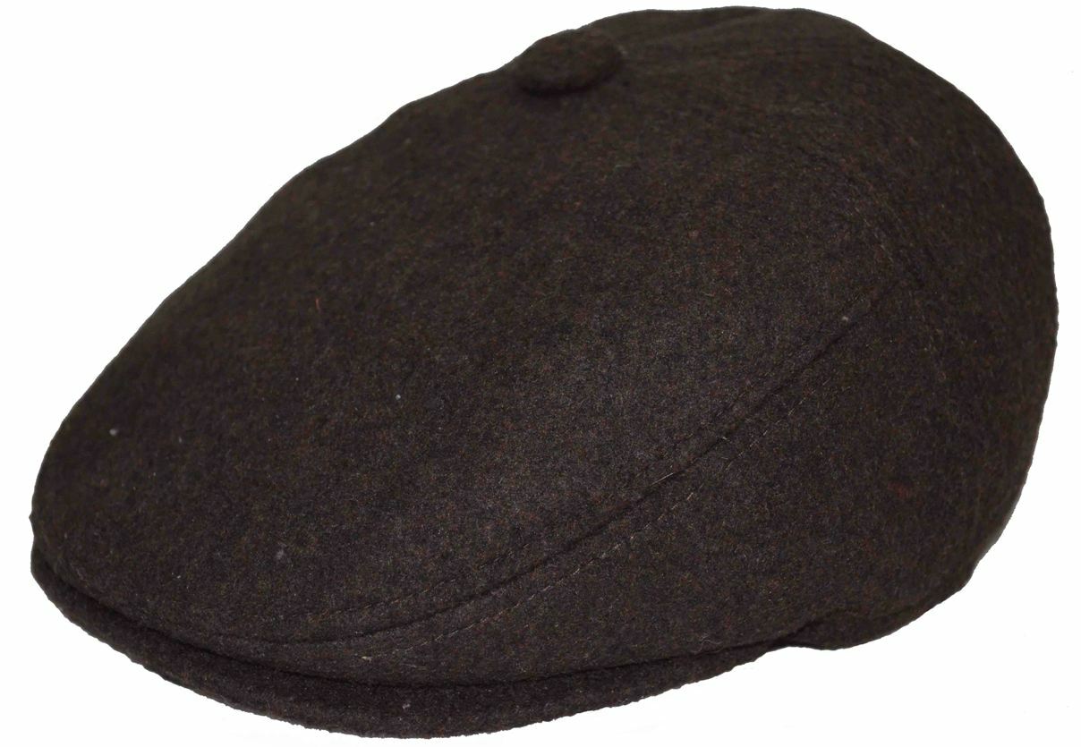 Newhattan Men's 100% Melton Wool Ivy 7 Panels Apple Cap Hat Brown #2101 ...