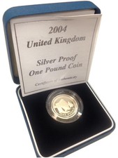 SILVER PROOF £1 ONE POUND COINS CHOICE OF YEAR 1983 TO 2015 WITH COA