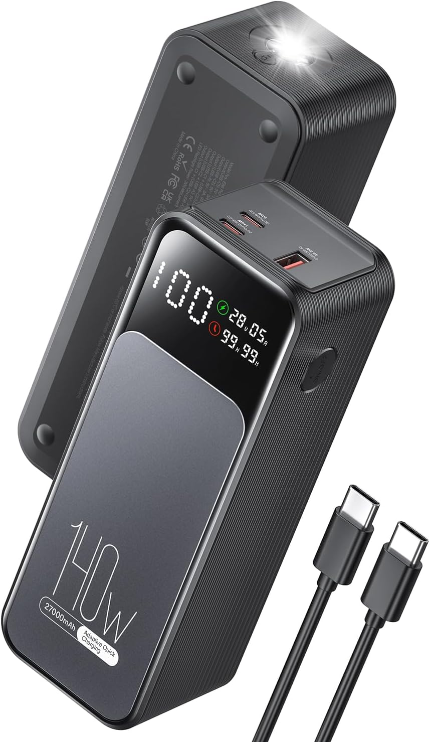 27000mAh 140W USB C PD QC Power Bank for Laptop Fast Charging