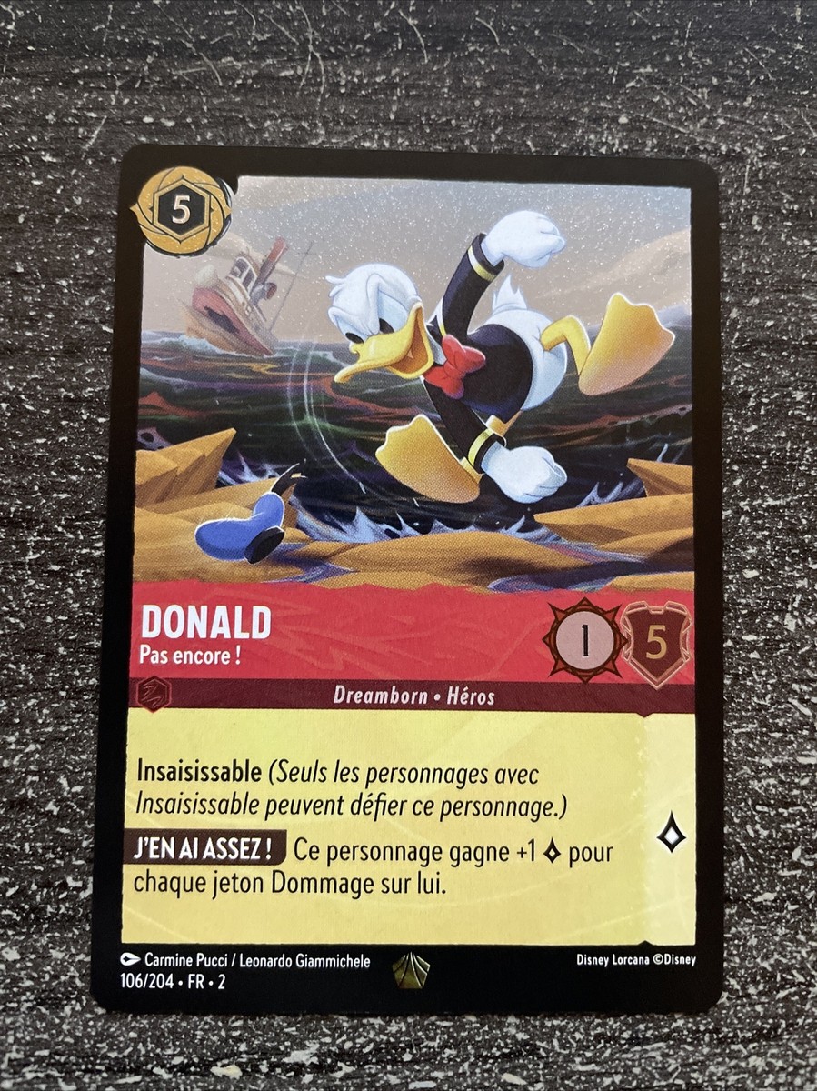 CARTE LORCANA TCG DISNEY DONALD 106/204 LEGENDAIRE FOIL NEUF FR