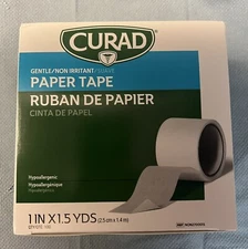 CURAD NON20001S Paper Medical Tape 1" x 1.5 Yard Roll (100ct) New Free Shipping