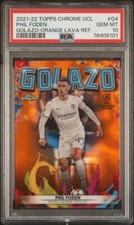2021-22 Topps Cromo Phil Foden Golazo Naranja Lava SSP 1:2304 Man City ¡PSA 10!
