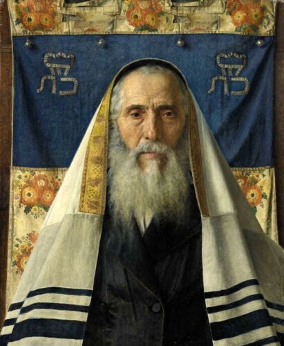 Peinture à l'huile d'art de rêve Isidor + Kaufmann-Portrait + De + A + Rabbi + Avec + prière + art du châle - Photo 1 sur 1