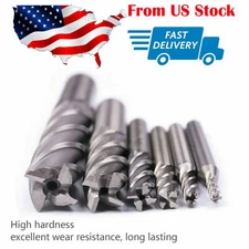 6pc HSS CNC 4 Flute Spiral Bit End Mill Cutter 1/8 3/16 1/4 5/16 5/8 1/2" in US