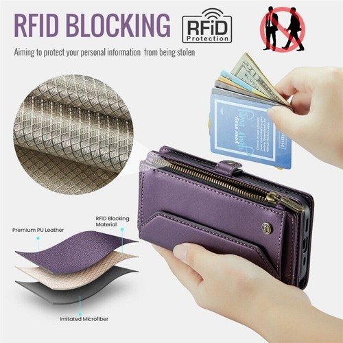 Wallet Case For iPhone 16e 16 15 14 13 12 Pro Max Plus Leather Bag Strap Cover - Picture 48 of 70