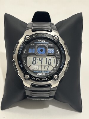 Casio Illuminator World Time 3199 AE-2000W Quartz Digital Men Watch New Battery!