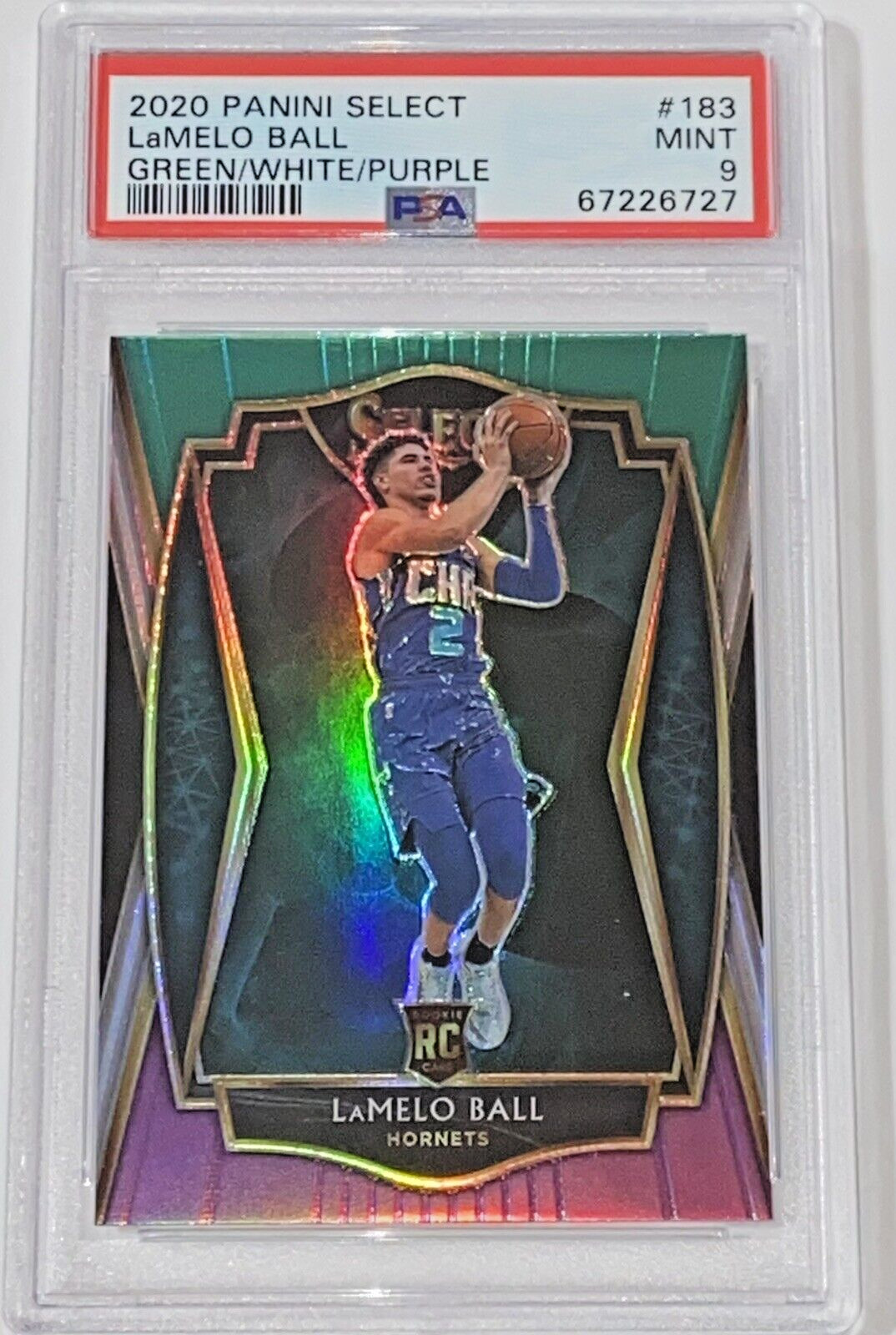 2020 Select Premier Level Green White Purple Prizm Lamelo Ball PSA 9 Rookie RC