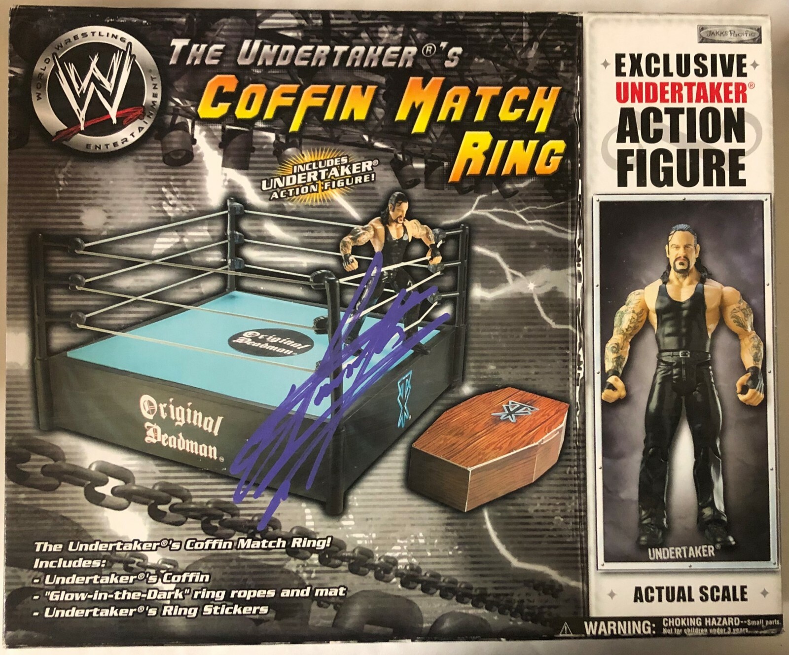 The Undertaker Autographed Signed Coffin Match Ring and Figure PSA/DNA 8A81719