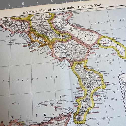 Mapa de Referencia Histórica Antigua Italia Sur 1910 Antiguo Color Mapa Arte de Pared - Imagen 4 de 13