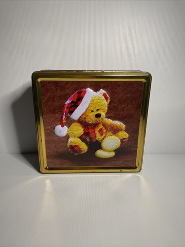 Walkers ? Teddy Bear Santa Tin Xmas Christmas Tartan Edged Comes Empty - Picture 15 of 15