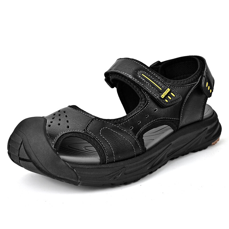 PANTOFOLA D’ORO Sandali a punta chiusa da uomo scarpe estive in pelle spiaggia pescatore pantofole piatte nuove