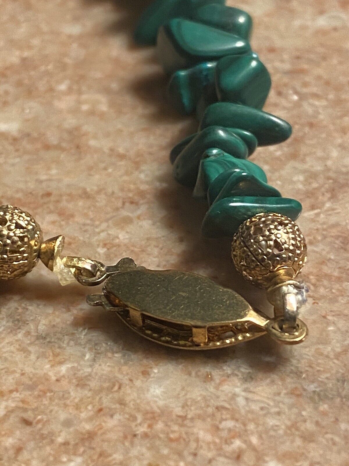 Vintage 18 Inch Polished Malachite Necklace With … - image 4