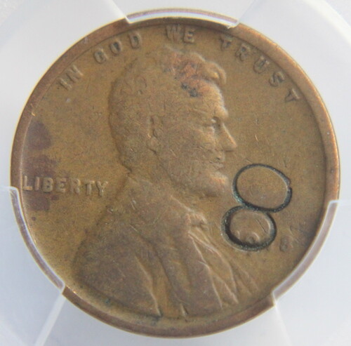 1918 PCGS LINCOLN WHEAT GENUINE DAMAGE -VG DETAIL 1C 8 ERROR - Picture 2 of 5