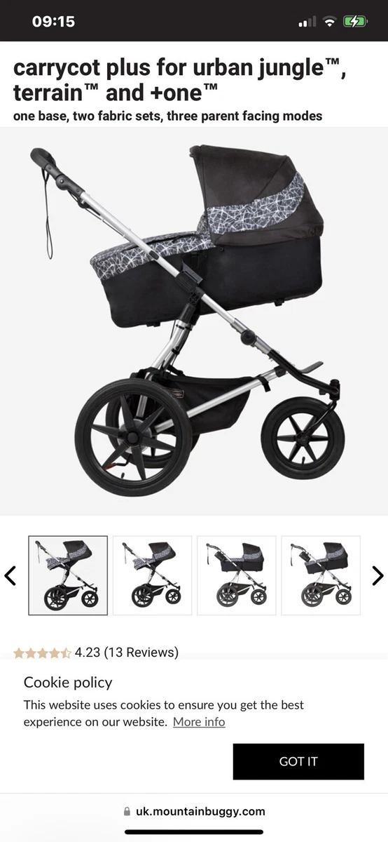 Mountain Buggy Carrycot Plus for Urban Jungle Terrain one Graphite Parent
